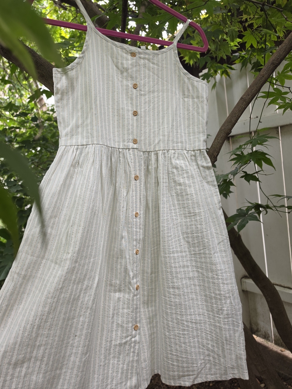 Name It KIDS Striped Button-Front Sundress in Soft Green and White
